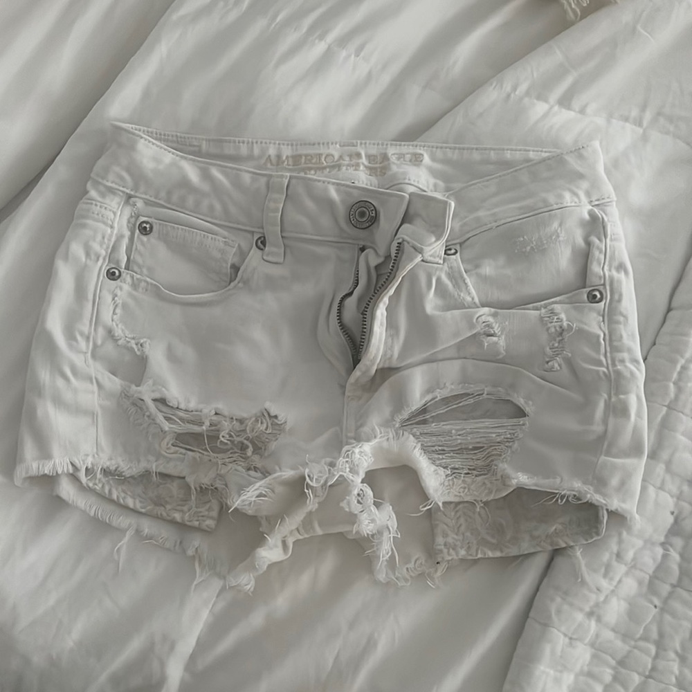 American Eagle Outfitters white jean shortie shorts
